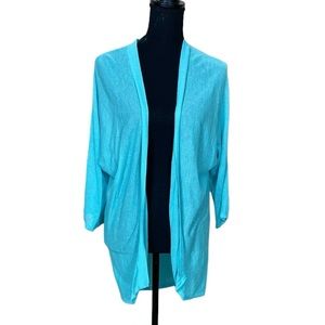 EUC Chico’s Open Front Turquoise Cardigan (J)